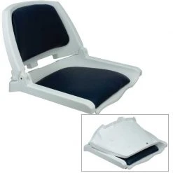 SPRINGFIELD Traveler Folding Seat, White with Blue Cushion