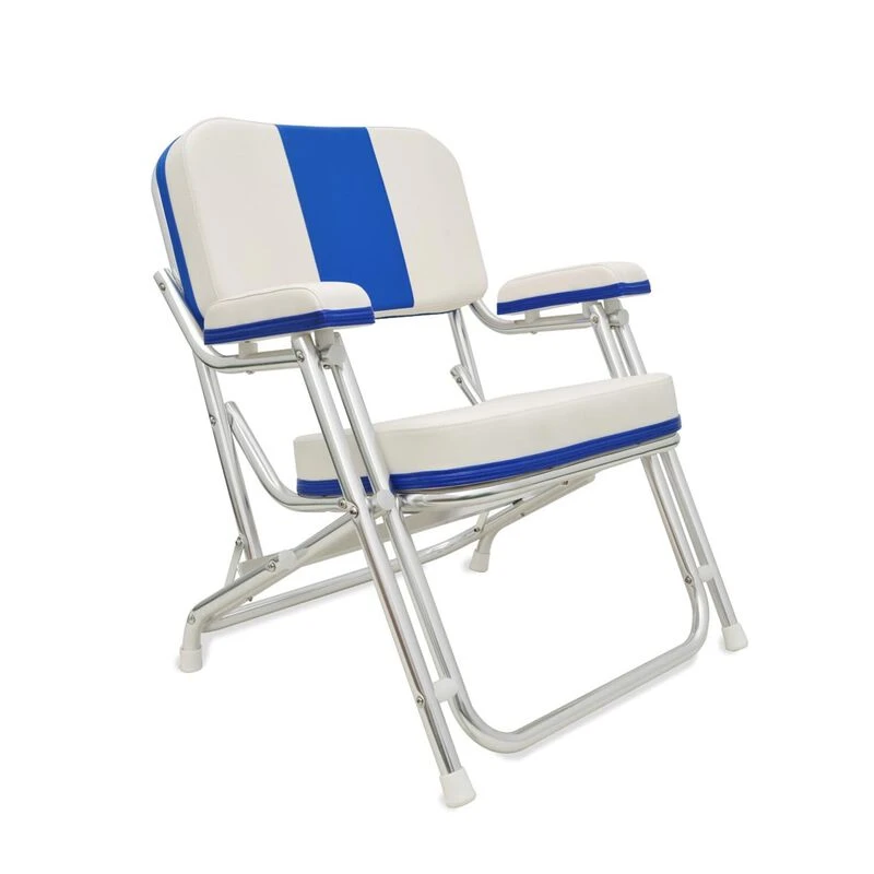 WEST MARINE Kingfish II Deck Chair, Blue Back, Clear Anodized Aluminum Frame 1 WEST MARINE Kingfish II Deck Chair, Blue Back, Clear Anodized Aluminum Frame